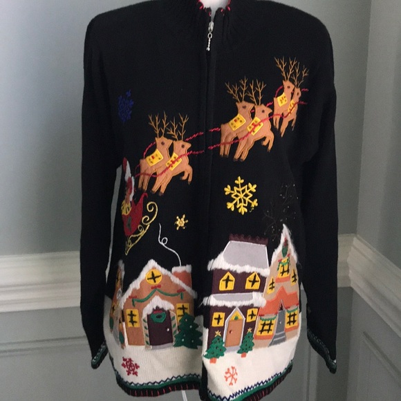 Arriviste Sweaters - Ugly Christmas Sweater Santa  Sleigh VTG SZ M